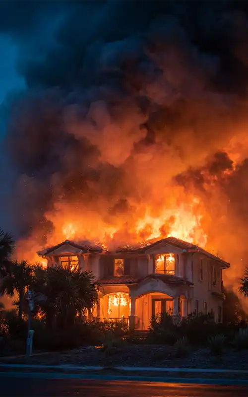 Large two-story Florida home engulfed in massive nighttime fire